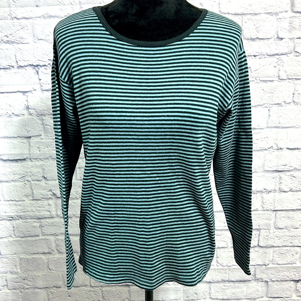 Karen Kane Easy Wear Long Sleeved Striped Shirt - Picture 2 of 15
